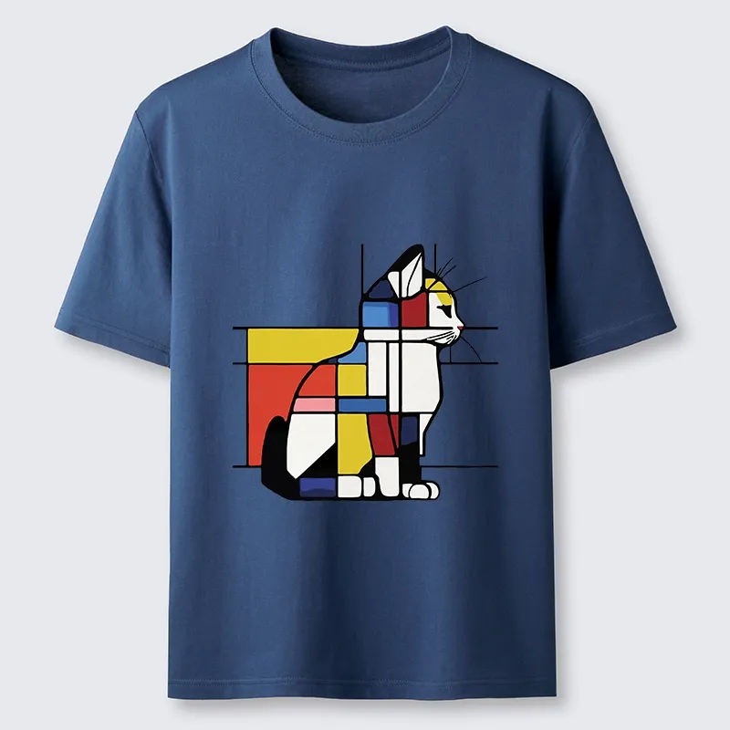 Tokyo-Tiger Geometric Cat Art In Primary Colors Classic T-Shirt