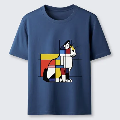 Tokyo-Tiger Geometric Cat Art In Primary Colors Classic T-Shirt