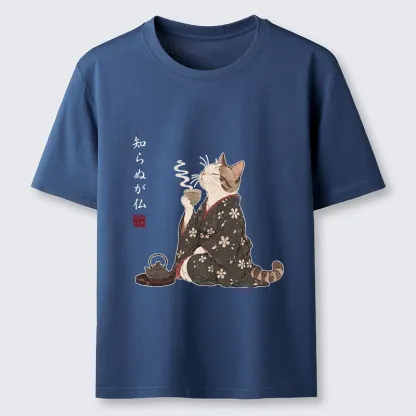 Tokyo-Tiger Zen Cat Drinking Tea In A Kimono Classic T-Shirt