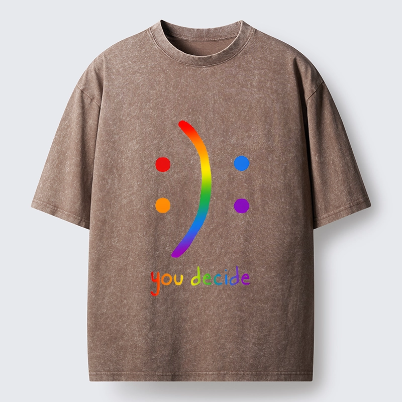 Tokyo-Tiger Colorful Rainbow Emoji You Decide Washed T-Shirt