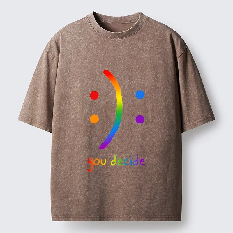 Tokyo-Tiger Colorful Rainbow Emoji You Decide Washed T-Shirt