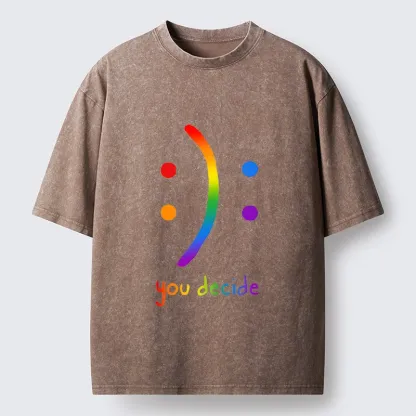 Tokyo-Tiger Colorful Rainbow Emoji You Decide Washed T-Shirt
