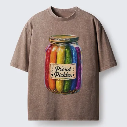 Tokyo-Tiger Proud Pickles Rainbow Pride Jar Washed T-Shirt