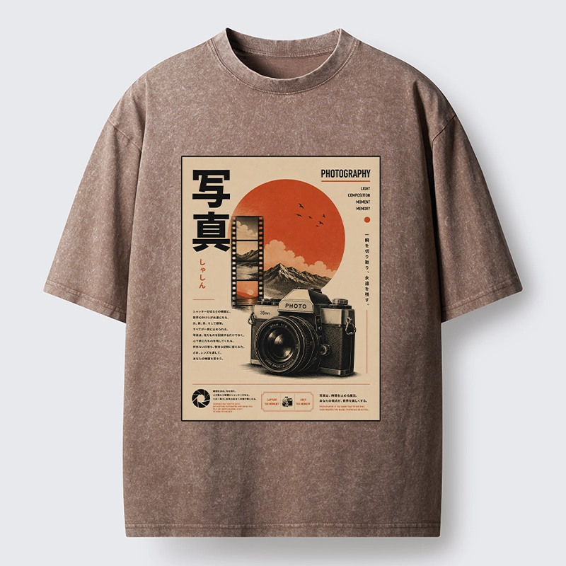 Tokyo-Tiger Vintage Japanese Photography Camera Poster Washed T-Shirt