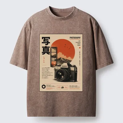 Tokyo-Tiger Vintage Japanese Photography Camera Poster Washed T-Shirt