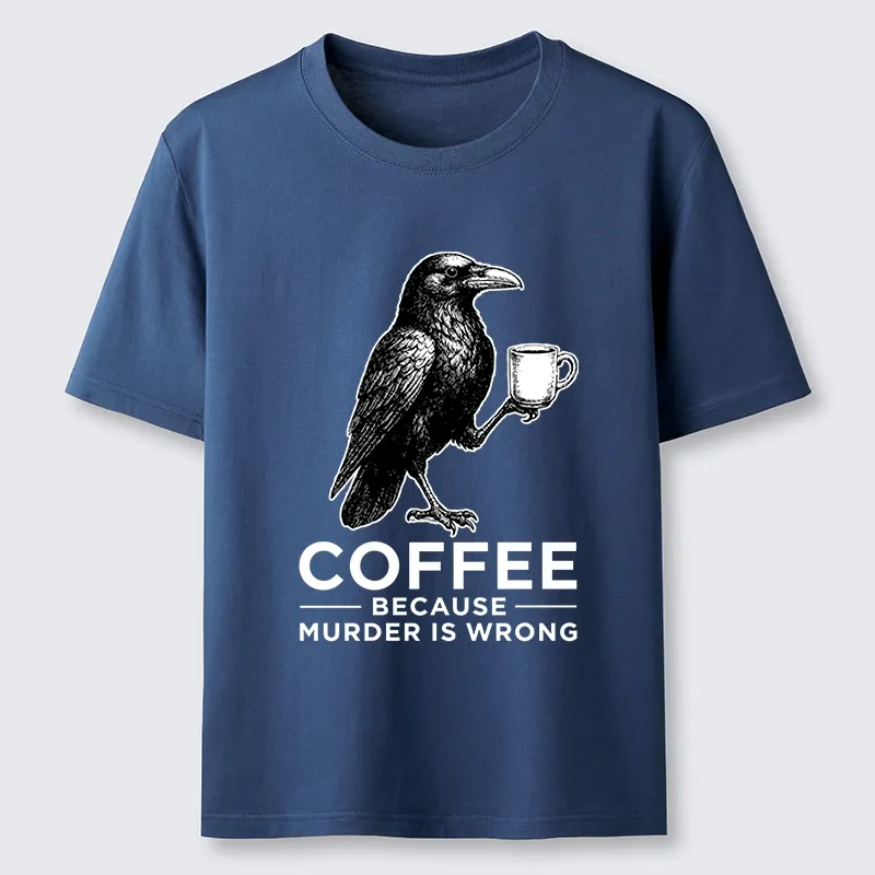 Tokyo-Tiger Raven Holding Coffee Life Mood Classic T-Shirt