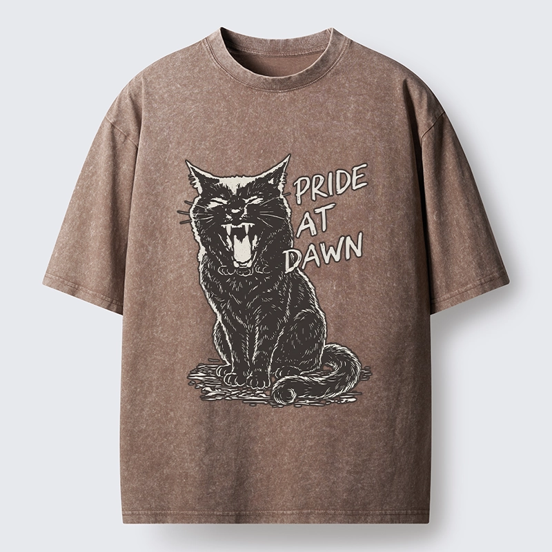 Tokyo-Tiger Cool Black Cat With Pride At Dawn Washed T-Shirt