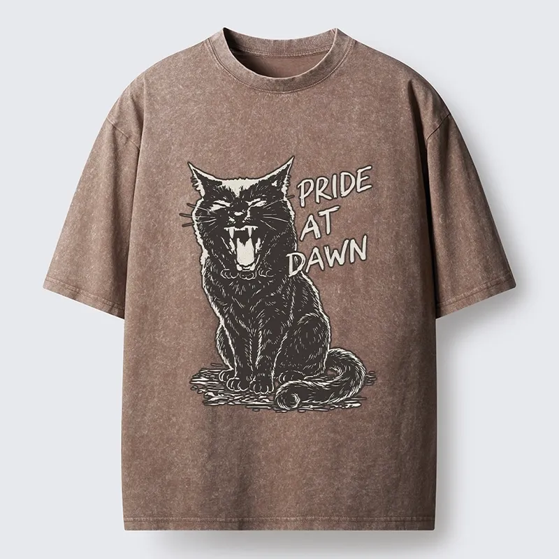 Tokyo-Tiger Cool Black Cat With Pride At Dawn Washed T-Shirt