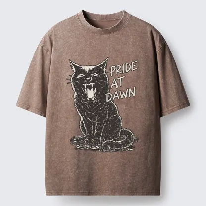 Tokyo-Tiger Cool Black Cat With Pride At Dawn Washed T-Shirt