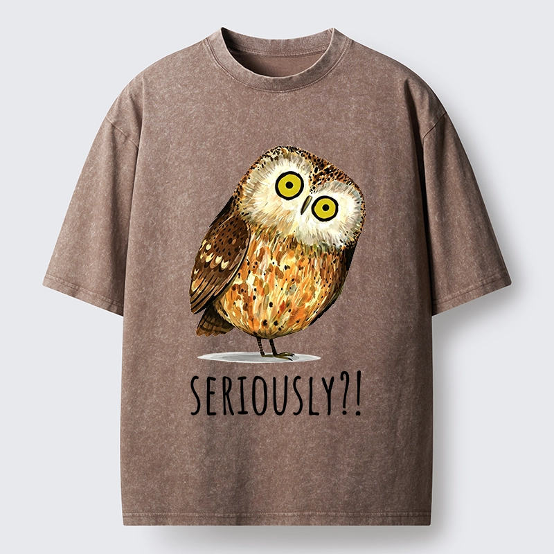 Tokyo-Tiger Seriously Confused Owl Meme Art Washed T-Shirt