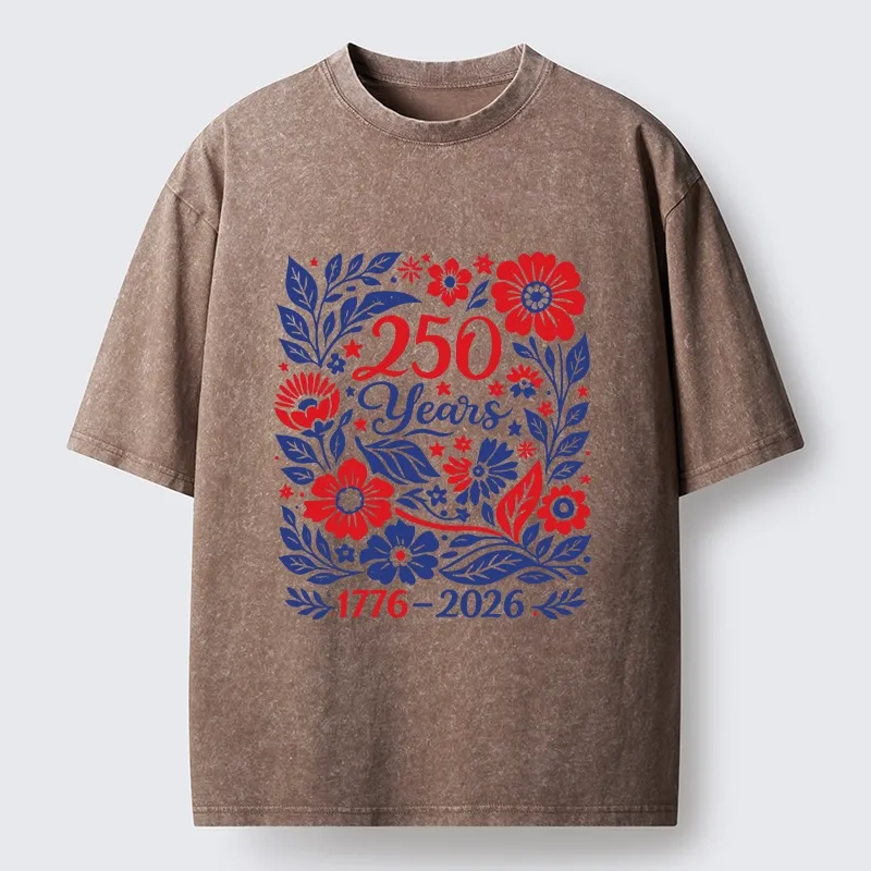 Tokyo-Tiger Floral 250 Years USA Celebration Washed T-Shirt