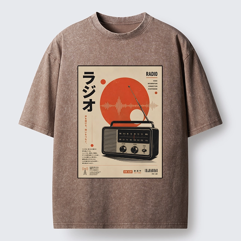 Tokyo-Tiger Vintage Japanese Radio Poster Art Washed T-Shirt