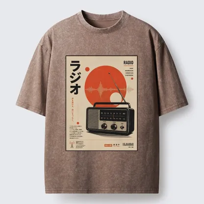 Tokyo-Tiger Vintage Japanese Radio Poster Art Washed T-Shirt
