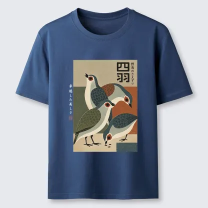 Tokyo-Tiger Four Birds In Vintage Japanese Style Classic T-Shirt