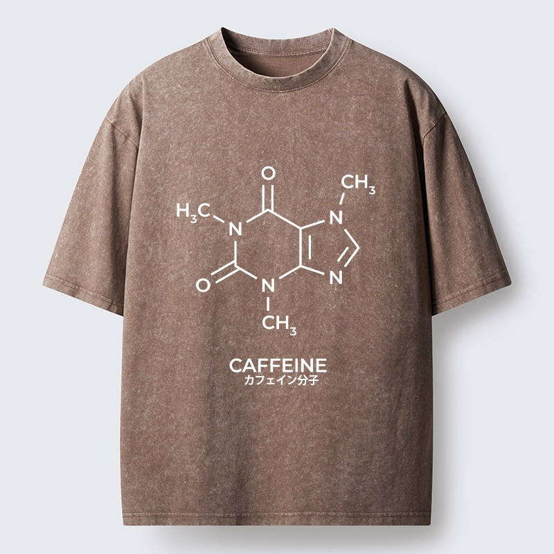 Tokyo-Tiger Caffeine Molecule Structure Washed T-Shirt