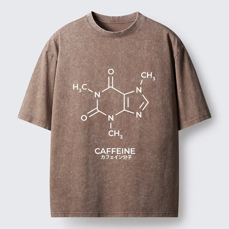 Tokyo-Tiger Caffeine Molecule Structure Washed T-Shirt
