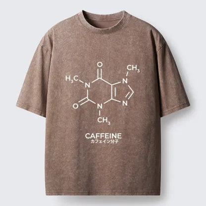 Tokyo-Tiger Caffeine Molecule Structure Washed T-Shirt