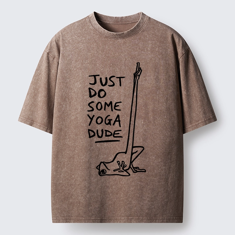 Tokyo-Tiger Funny Stretch Yoga Frog Takes Daily Workout Washed T-Shirt