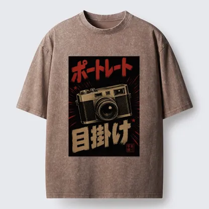 Tokyo-Tiger Old School Japanese Film Camera Washed T-Shirt