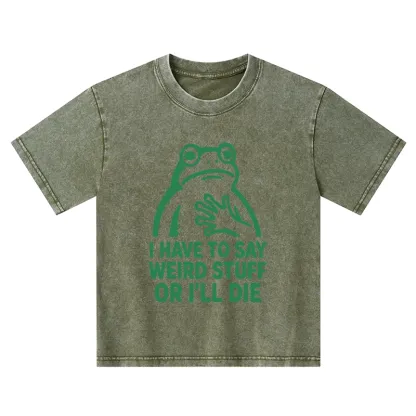 Tokyo-Tiger Weird Frog Funny Meme Kids Washed T-Shirt