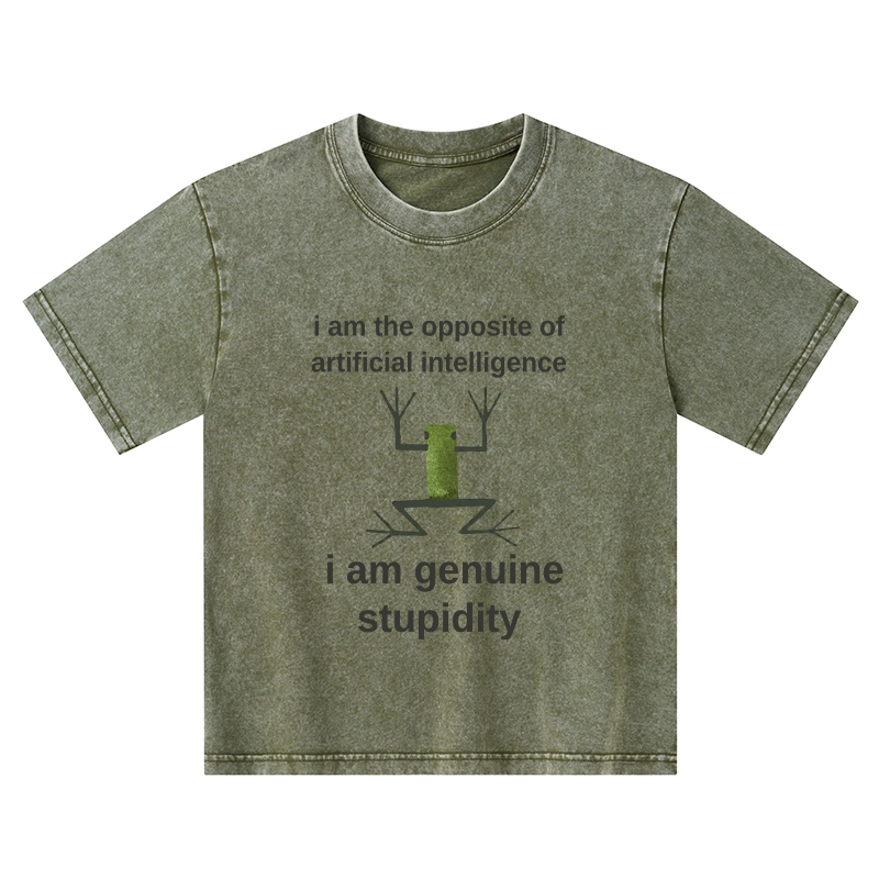Tokyo-Tiger Genuine Stupidity Frog Meme Kids Washed T-Shirt
