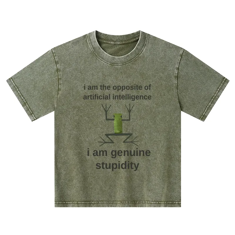 Tokyo-Tiger Genuine Stupidity Frog Meme Kids Washed T-Shirt