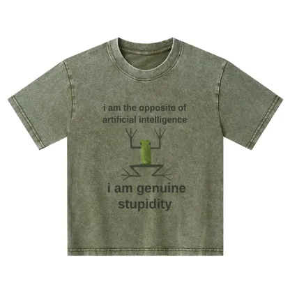 Tokyo-Tiger Genuine Stupidity Frog Meme Kids Washed T-Shirt