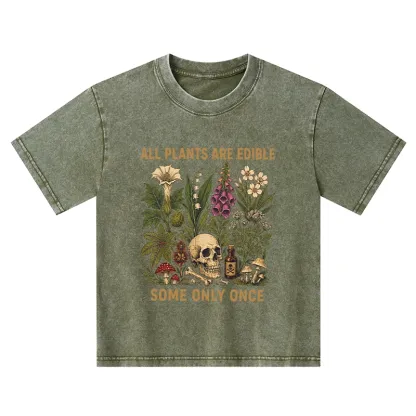 Tokyo-Tiger Edible Plants Some Only Once Joke Kids Washed T-Shirt