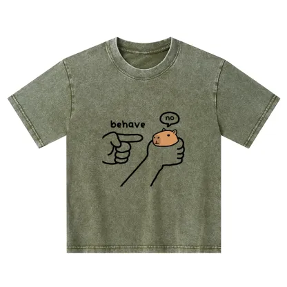 Tokyo-Tiger Dishonest Capybara Kids Washed T-Shirt