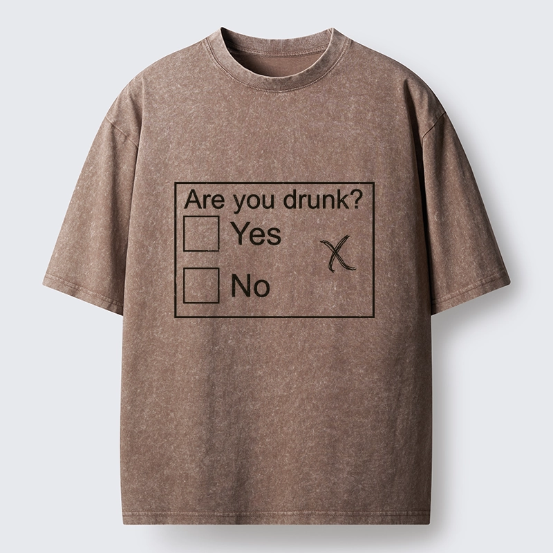 Tokyo-Tiger Confused Drunk Checkbox Graphic Washed T-Shirt