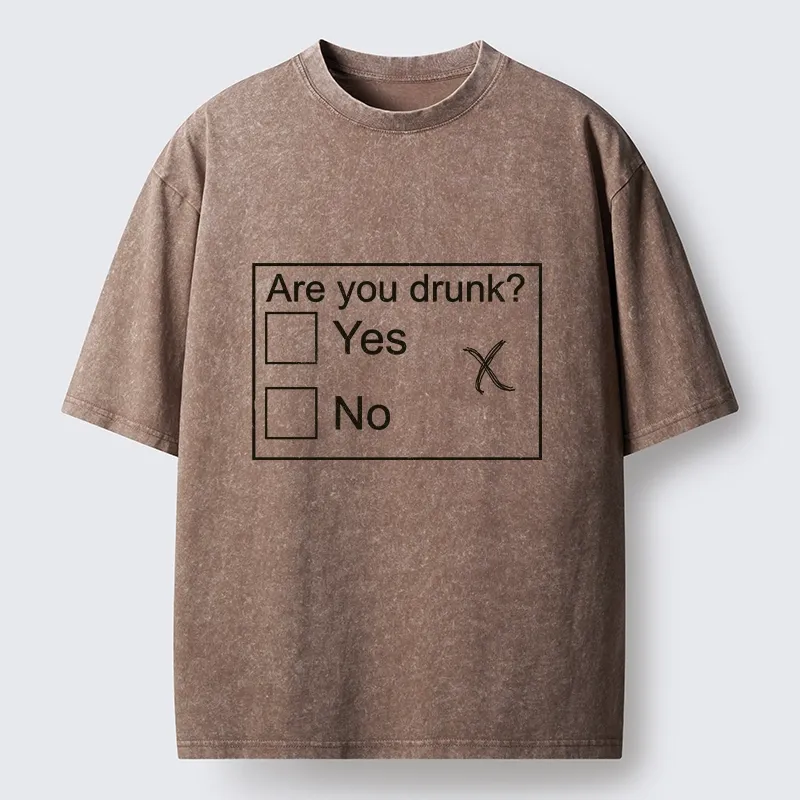 Tokyo-Tiger Confused Drunk Checkbox Graphic Washed T-Shirt