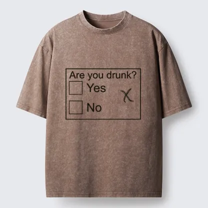 Tokyo-Tiger Confused Drunk Checkbox Graphic Washed T-Shirt