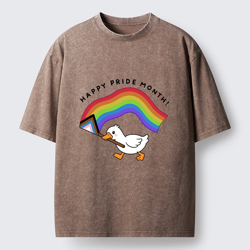 Tokyo-Tiger Funny Meme Duck Waves Pride Flag High Washed T-Shirt