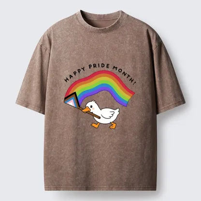 Tokyo-Tiger Funny Meme Duck Waves Pride Flag High Washed T-Shirt