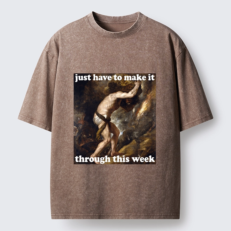 Tokyo-Tiger Sisyphus Struggles Through Busy Week Washed T-Shirt