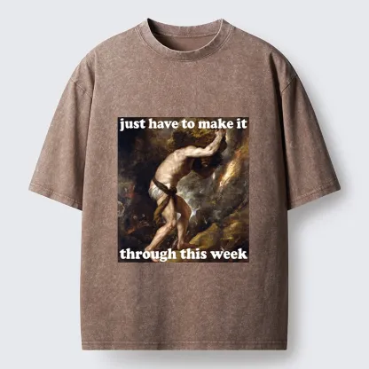 Tokyo-Tiger Sisyphus Struggles Through Busy Week Washed T-Shirt