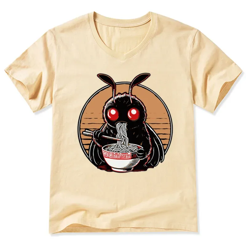 Tokyo-Tiger Mothman Eats Japanese Ramen V-Neck Classic T-Shirt