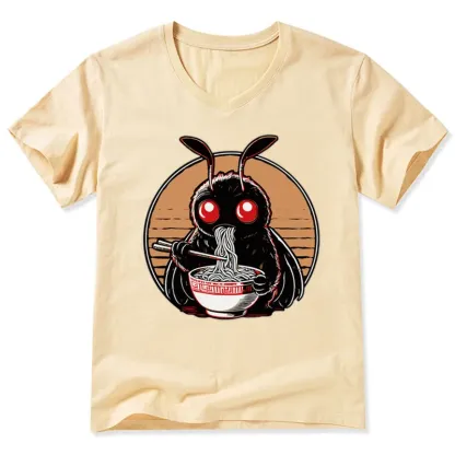 Tokyo-Tiger Mothman Eats Japanese Ramen V-Neck Classic T-Shirt