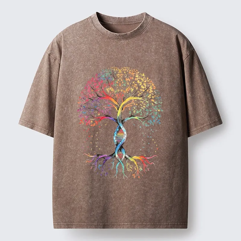 Tokyo-Tiger Watercolor Pride Tree Artwork Washed T-Shirt