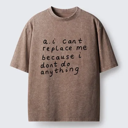 Tokyo-Tiger Funny Lazy Person AI Meme Washed T-Shirt