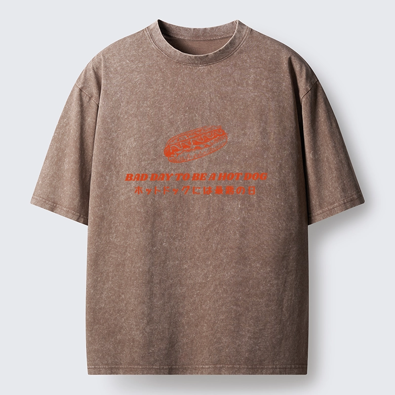 Tokyo-Tiger Vintage Hot Dog Humor Washed T-Shirt