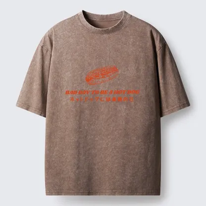 Tokyo-Tiger Vintage Hot Dog Humor Washed T-Shirt