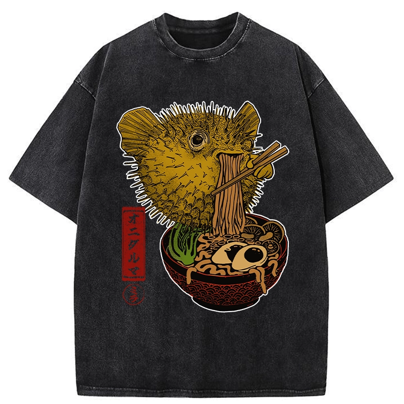 Tokyo-Tiger Ramen Lover Fugu Washed T-Shirt