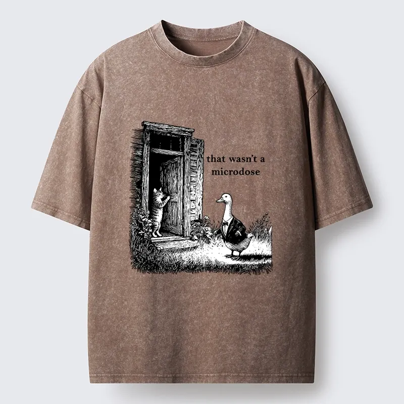 Tokyo-Tiger Funny Cat And Duck Door Joke Washed T-Shirt