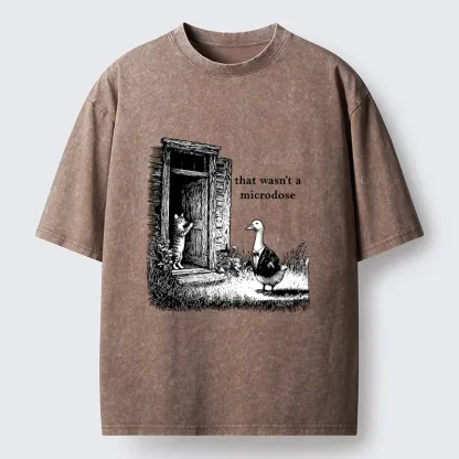 Tokyo-Tiger Funny Cat And Duck Door Joke Washed T-Shirt