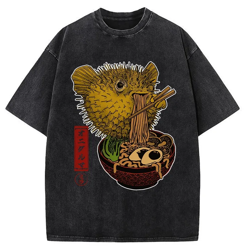 Tokyo-Tiger Ramen Lover Fugu Washed T-Shirt