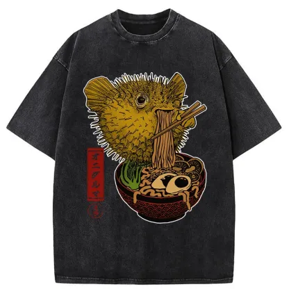 Tokyo-Tiger Ramen Lover Fugu Washed T-Shirt