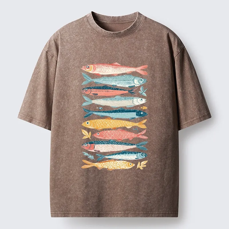 Tokyo-Tiger Beautiful Colorful Fish In The Sea Washed T-Shirt