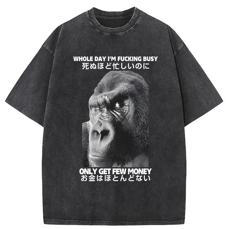 Tokyo-Tiger Making Money Gorilla Funny Washed T-Shirt