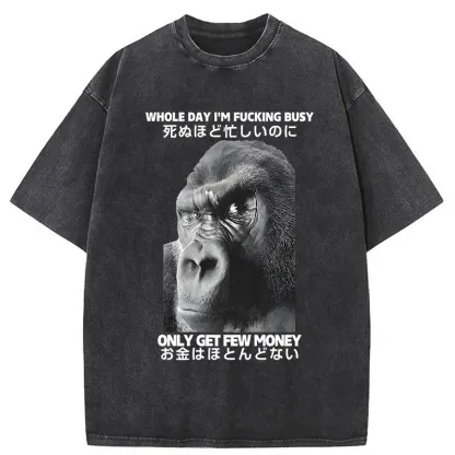 Tokyo-Tiger Making Money Gorilla Funny Washed T-Shirt